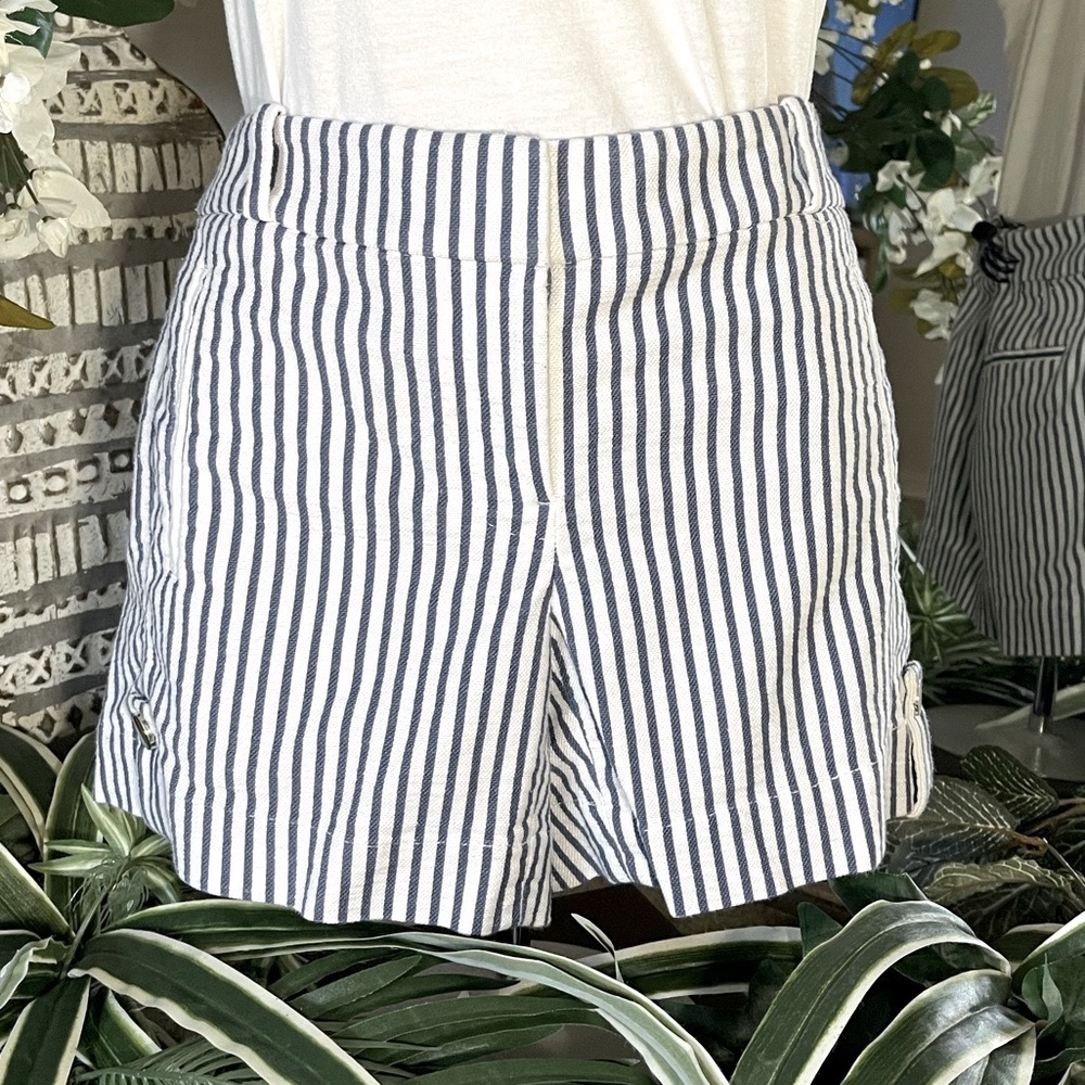 WHBM Blue and White Stripe Short